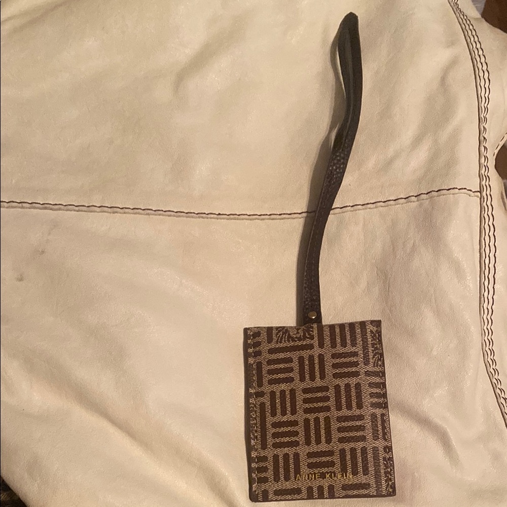 Anne Klein Designer Brown Patterned Luggage Tag